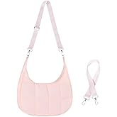 Puffy Crossbody Bags for Women, Small Puffer Crescent Shoulder Bag, Nylon Quilted Purse for Women with 2 Straps