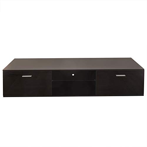 Simoner Modern LED TV Stand Console, High Gloss TV Unit Cabinet, Fashion Home Media Entertainment Center for LCD LED Flat Panel (Black A)