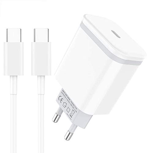 AXIULOO Caricatore USB C 20W Con Cavo USB Type C 2M, Alimentatore Caricabatterie Spina Presa Rapido Compatibile con Pad…