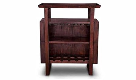 Aprodz Mango Wood Wine Storage Stylish Mia Bar Cabinet for Living Room | Honey Finish