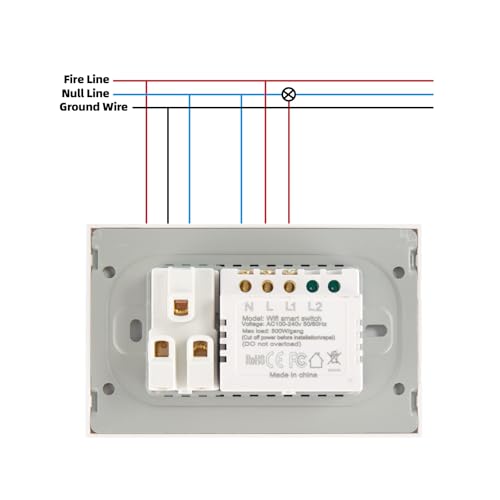 Apagador inteligente tipo 118 con panel de control táctil. Con enchufe estándar americano de tres orificios, con el control por voz de Amazon Alexa y Google Home (un interruptor)