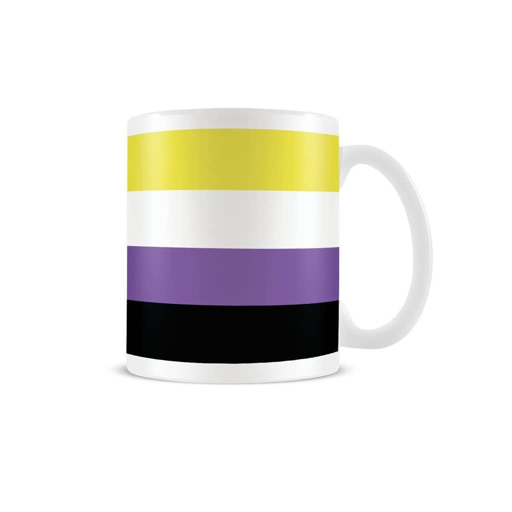 Pride Mug (Non Binary Pride Design) Flag Wrap 11oz Ceramic Mug, Purple,White,Yellow