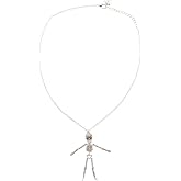 Betsey Johnson Crystal Skeleton Long Pendant Necklace, 23 Inches with 3 Inch Extender