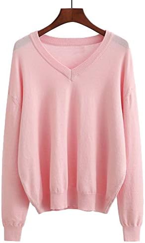 Ckikiou Womens Sweaters V Neck Knitted Pullovers Basic Casual Winter Sweater Tops