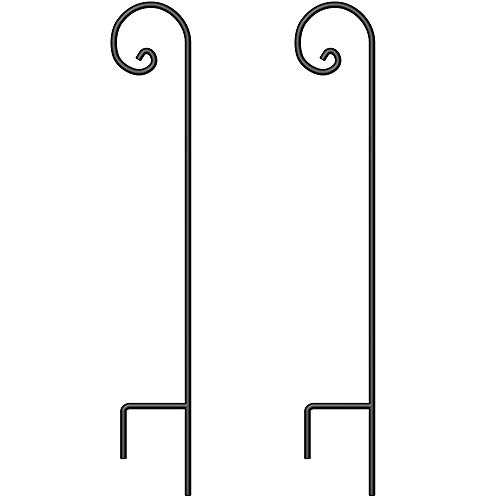 Set of 2 Shepherd Hook 65in Tall 1/2in Thick Hummingbird Bird Feeder Pole Garden Hanging Plants Basket Hanger Pathway Light Solar Lantern Mason Jar Wind Chime Wedding Metal Rust Resistant Heavy Duty
