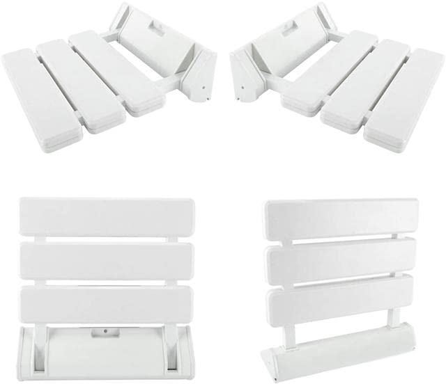 iBathUK Wall Mounted Shower Seat for Elderly Aid Bath, Spa Bathing Wall Hung Mounted White, Folding Shower Seat Wall Mounted for Disablility