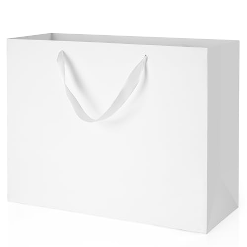 MOXARYSU White Gift Bags With Handles: 16x6x12 Inch 3pcs Extra Large White Paper Gags Bulk For Party Shopping Birthday Wedding
