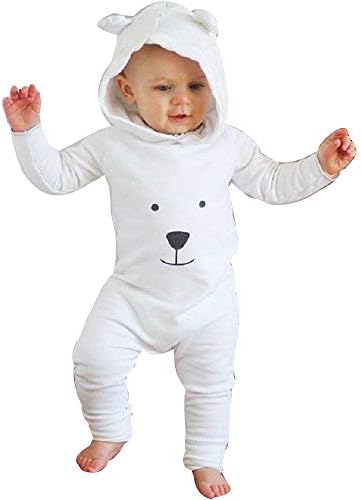 Baby Clothes Set, Boys Girls Cartoon Bear Romper Infant Hooded Jumpsuits