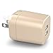 USB Wall Charger, Elepower 2 Pack Dual Port Wall Charger with Foldable Plug for iPhone 7/ 6s/ Plus, iPad Pro 9.7/ Air / Mini 2, Galaxy S/ J/ Note Series, HTC, Nexus and More-Gold
