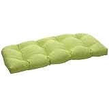 Pillow Perfect Outdoor Baja Textured Solid Wicker Loveseat Cushion, Lime Green