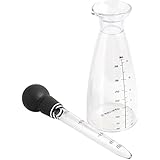 JustNile Olive Oil Baster Dispenser, Oil &amp; Vinegar Cruet, Liquid Sauce Seasoning Dressing Bottle with Measuring Marks - 11.83oz/350ml with Silicone/Acrylic Bulb Pipette Dropper