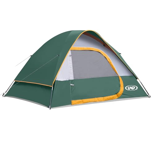 UNP Campingzelt 3 Personen, Wasserdicht, Winddicht, Mit Regenschutz, Einfach Aufzubauen, Tragbares Kuppelzelt FüR Camping, 240 X 210 X 120 cm (GrüN)