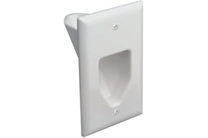 DATA COMM Electronics 45-0001-WH 1-Gang Recessed Low Voltage Cable Plate – Cable Management for Flat Panel TV Outlet Box, AV Devices, Compatible with Standard Low Voltage Mounting Brackets, White