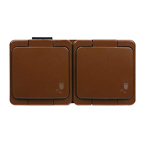 Naka24 IP44 Aufputz Schalter-Steckdosenprogramm Feuchtraum Schuko SMART (Steckdose 2-Fach Braun NT-7S)