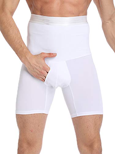 SLIMBELLE Men High Waist Slimming Shorts Brief Seamless Compression Tummy Control Underwear White S - Thumbnail 7