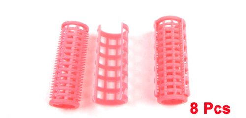 uxcell Plastic Ladies DIY Hairstyle Hairdressing Salon Hair Curler Tool Roller Pink 8 Pcs