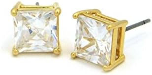Janestore Fashion Clear Square Cubic Zirconia Stud Pierced Plated Earrings(4-12Mm)