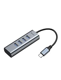 USB C Hub 3.0, Baseus Aluminum USB Type-C Hub 3.0 with 60W PD Charging Port and 4 USB3.0 Ports, USB C to Power Delivery Charging Port Adapter for MacBook Pro, Chromebook, XPS, Galaxy S10 S9, and More