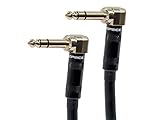 Monoprice Premier Series 1/4 Inch (TRS) Guitar Pedal Patch Cable Cord - 8 Inch - Black with Right Angle Connectors