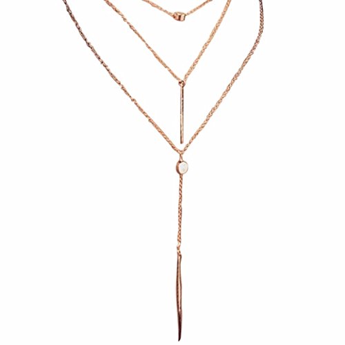 Cuekondy Women Girls Tassel Multilayer Choker Chain Necklace Elegant Alloy Pendant Statement Jewelry (Gold) - Thumbnail 3