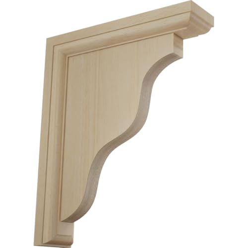 Ekena Millwork BKT02X09X11HARW Hamilton Traditional Wood Brackets, 2 1/4"W x 9"…
