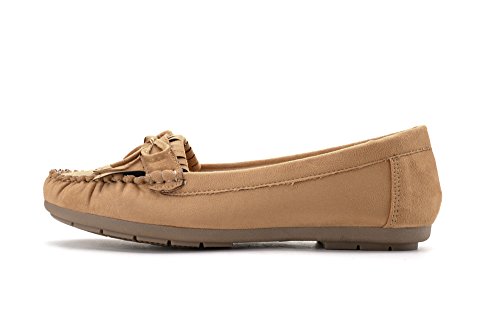 Mlia Lady Womens Casual Slip On Loafer Moccasins Flats Driving & Walking Shoes Zoe Tan/Suede 7.5