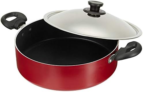 Pigeon by Stovekraft Non-Stick Biriyani Pot with Lid, 5 Litres,Red and Black