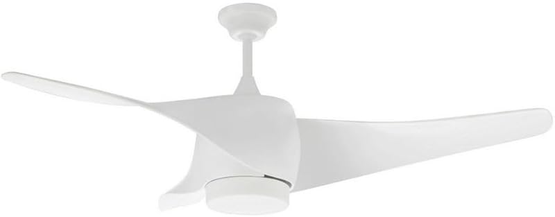 CP 99132 - Ventilador de techo con luz LED, 3 palas de diseño curvo, 132 cm de diámetro, temporizador de hasta 8 horas, 3 velocidades de ventilación, 70 W, color blanco