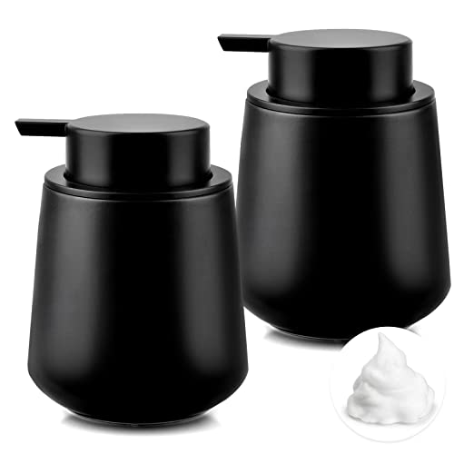 Mierting Foaming Soap Dispenser, 2 Pack Black Foam Hand Soap Dispenser for Bathroom & Kitchen