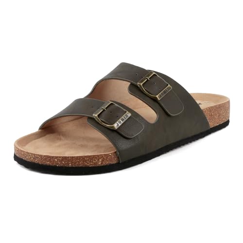 Sandali Estivi da Uomo Pantofole Basse Eleganti e Confortevoli Ciabatte da Spiaggia Cuoio di Suola Sughero SU2434 Verde 44