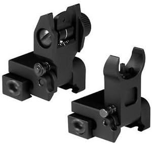 Premium Mil Spec Flip Up Front Rear Iron Sights Set Picatinny Rails Flattop A2