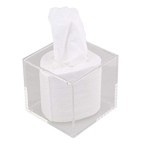 Doublelife Facial Tissue Dispenser Square Box Cover Holder Clear Acrylic Napkin Storage Box 4.92 x 4.92 x 4.72inch for Bathroom, Kitchen and Office Room - Thumbnail 2