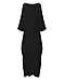 Celmia Women's 3/4 Sleeve Round Neck Solid Loose Long Maxi Dress Cotton Gown with Side Pockets Black 2XL