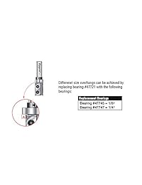 Amana Herramienta rc 2400 Insert Solid Flush recortar plantilla de carburo 3 4 X 50 Mm Ch X 1 2 inch SHK W Superior Ball Bearing Router Bit