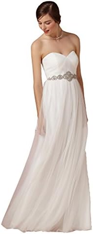 Isabelwedding Women's Ruched Empire Waist Zipper Tulle Beach Wedding Dress White US10