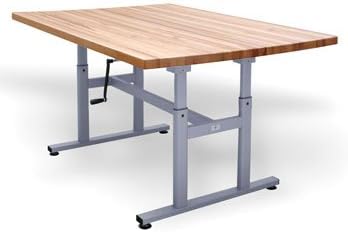 Hausmann Models 4326 Deluxe Crank Butcher Block Work Tables - 66" 48" 27" - 39"