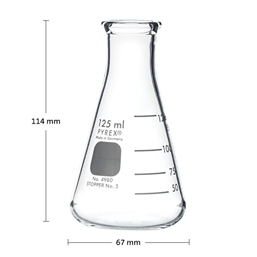 StonyLab 2000ml Narrow Mouth Erlenmeyer Flask - Borosilicate Glass, 2 Liter Lab Flask