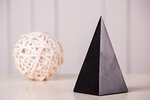 Polished Shungite HOLOD Pyramid 100 mm Black Natural Stone emf Protection