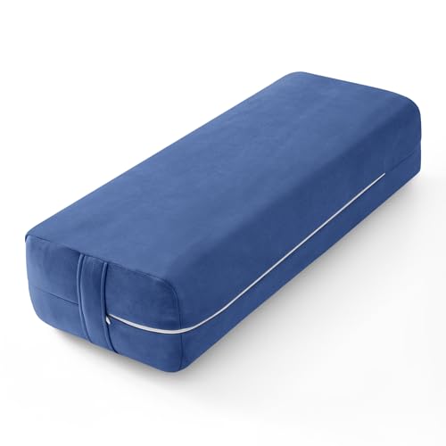 Wellsin Rectangular Yoga Bolster - Meditation Pillow with Washable Suede Cover, 27"X10" X5.5"