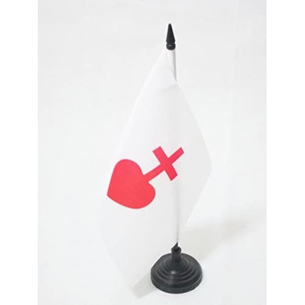 AZ FLAG Sacred Heart of Jesus Table Flag 5'' x 8'' - catholic Office Decoration 100% Polyester 21 x 14 cm - Mini Desk Flag with Pole and Black Plastic Base