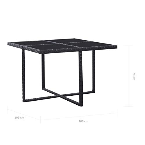 Tidyard Gartenmöbel 9-TLG. mit Auflagen Gartenset Sitzgruppe Sitzgarnitur Gartengarnitur Gartentisch Milchglas-Tischplatte Stühle Poly Rattan Schwarz – Bild 6