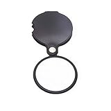 Saflyse 10x Mini Pocket Folding Magnifier with Rotating Protective Holster, 60mm Diameter, Black