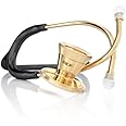MDF Instruments, ProCardial Cardiology Stethoscope, Stainless Steel, Adult, Dual Head, Black Tube, Gold Chestpiece-Headset, MDF797K11