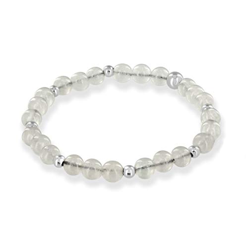 Believe London Moonstone Gemstone Bracelet Healing Bracelet Chakra Bracelet Anxiety Crystal Natural Stone Men Women Stress Relief Reiki Yoga Diffuser Semi Precious (Moonstone 6.5") - Thumbnail 6