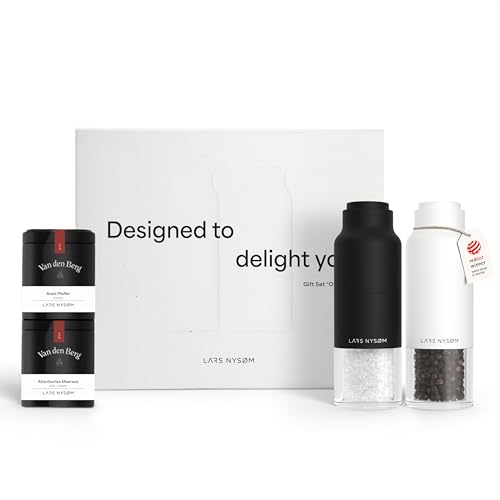 LARS NYSØM Salz- und Pfeffermühlen Set im Flaschendesign - Geschenkset mit 2 Gewürzdosen (Salz & Pfeffer) in eleganter Geschenkbox für Genießer & Küch