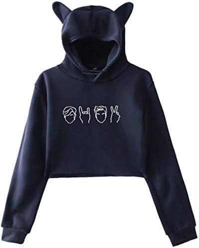 Eudolah Ladies Dolan Twins 99 Top Hoodie Lovely Cat Ear Long Sleeve Jumper
