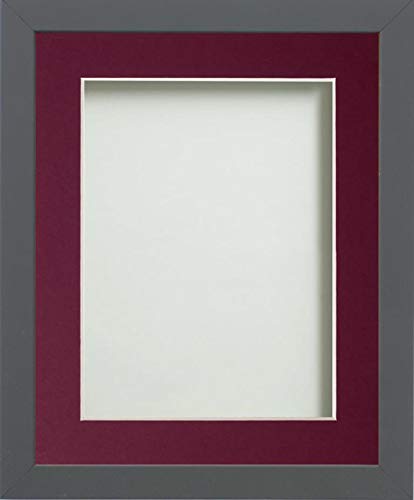 Frame Company Allington Grey Photo Frame with Plum Mount, 16x12 for 13x9 inch, fitted with perspex