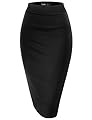 TWINTH Pencil Skirts Plus Size Casual Skirt Elastic Waist Band Scuba Streychy Solid Color