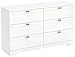 South Shore Reevo 6-Drawer Double Dresser, Pure White with Matte Nickel Handles