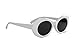 Clout Goggles Oval Sunglasses Mod Style Retro Thick Frame Fashion Kurt Cobain (White)